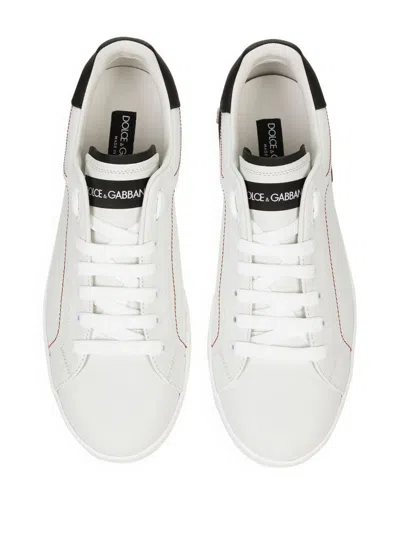 Shop Dolce & Gabbana Low-top Calf Leather Sneakers With Logo Patch In Black