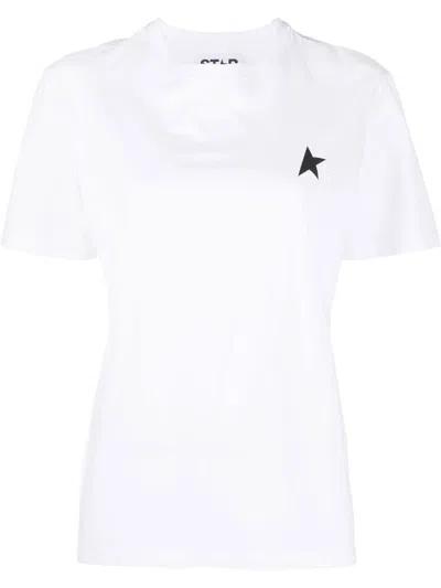 Shop Golden Goose Cotton T-shirt With Contrasting Star Logo Print In Black