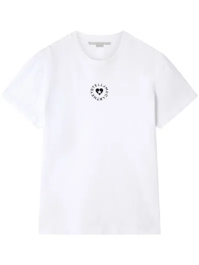 Shop Stella Mccartney Cotton T-shirt With Front Logo Print In White