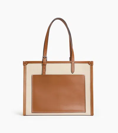 Shop Le Tanneur Petit Sac Cabas Le 125 En Cuir Semi-végétal Et Toile Coton In Brown