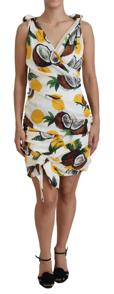 Dolce & Gabbana Elegant White Silk Sheath Mini Dress In White