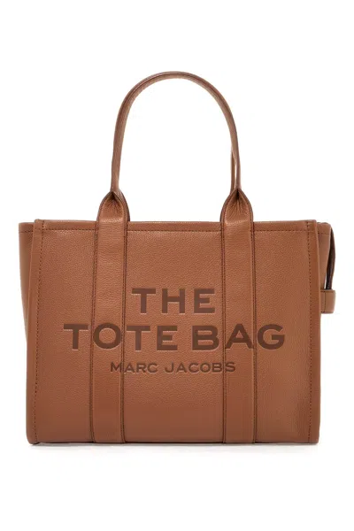 Shop Marc Jacobs The Leather Large Tote Bag In Brown