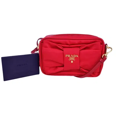 Shop Prada Ribbon Red Synthetic Shoulder Bag ()