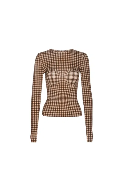 Pf24 Long Sleeve Top In Warped Plaid