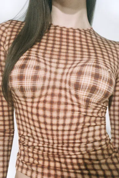 Pf24 Long Sleeve Top In Warped Plaid