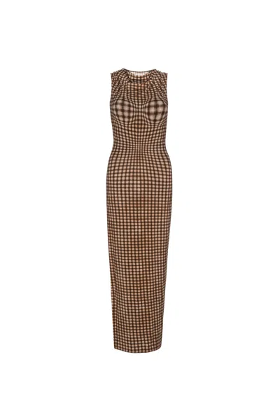 Pf24 Selena Dress In Warped Plaid
