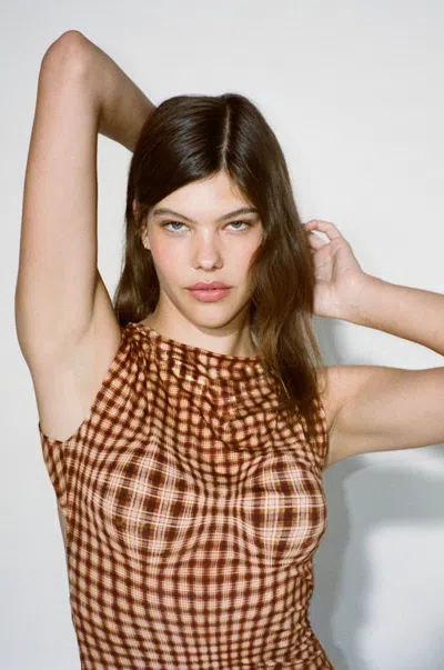 Pf24 Selena Dress In Warped Plaid