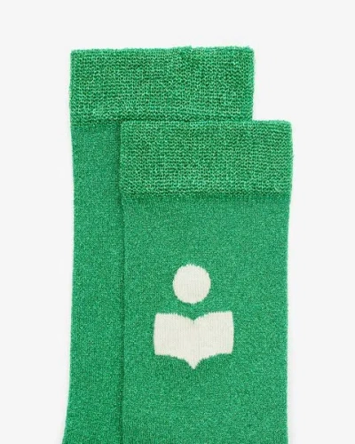 Shop Isabel Marant Socken Slazia Mit Logo In Green