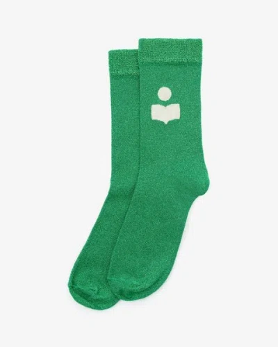 Shop Isabel Marant Socken Slazia Mit Logo In Green