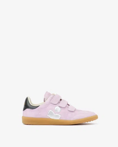 Isabel Marant Beth Mixed Leather Triple-grip Sneakers In Pink-silver