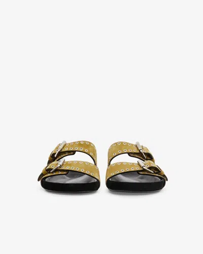 Isabel Marant Beige Suede Sandals With Decorative Buckles In Black