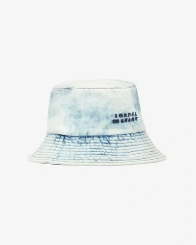 Isabel Marant Logo Embroidered Denim Bucket Hat In White