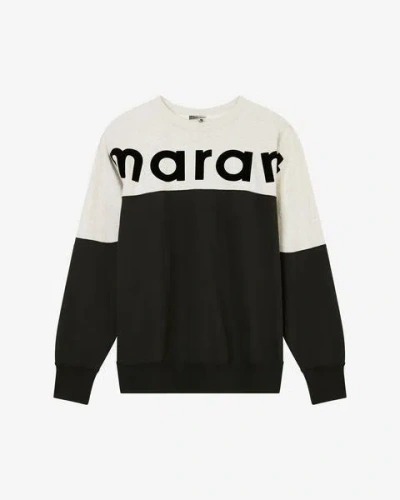 Shop Isabel Marant Zweifarbiges Sweatshirt Howley Mit „marant“-logo In Schwarz Gewaschen