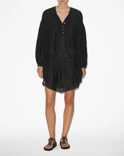 Isabel Marant Étoile Adeliani Buttoned Long Sleeve Dress In Black