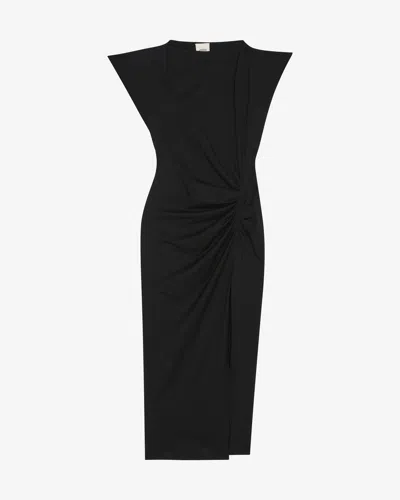Isabel Marant Cotton Nadela Dress Cap Sleeves Midi Length In Black