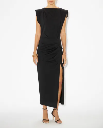 Isabel Marant Cotton Nadela Dress Cap Sleeves Midi Length In Black