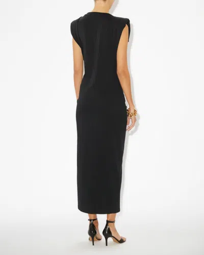 Isabel Marant Cotton Nadela Dress Cap Sleeves Midi Length In Black