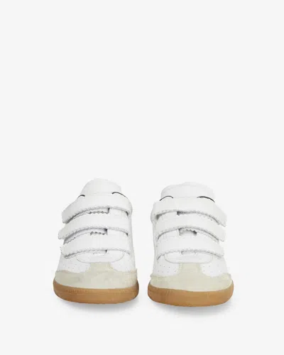 Isabel Marant Beth Logo Velcro Straps In White Leather And Suede