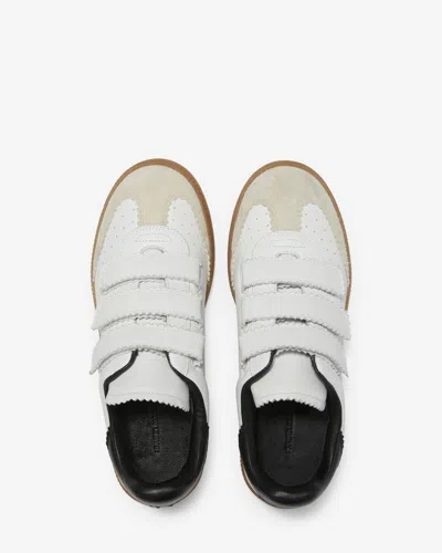 Isabel Marant Beth Logo Velcro Straps In White Leather And Suede