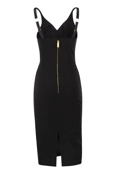 Shop Elisabetta Franchi Stretch Crepe Sheath Dress With Zip In Black