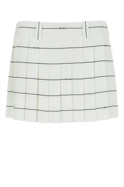 Shop Miu Miu Skirts In Whiteblu