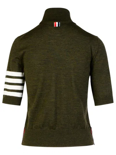 Thom Browne 4-bar High-neck Knitted Top In Green