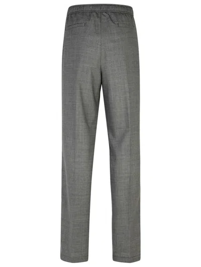 Versace Tapered-leg Houndstooth Wool Pants In Grey