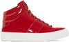 JIMMY CHOO Red Belgravi High-Top Sneakers