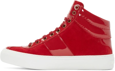 Shop Jimmy Choo Red Belgravi High-top Sneakers