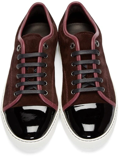 Shop Lanvin Plum & Black Classic Tennis Sneakers