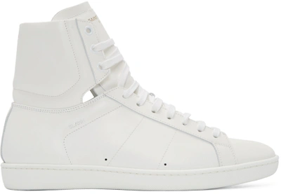 Shop Saint Laurent White Sl/01 Court Classic High-top Sneakers