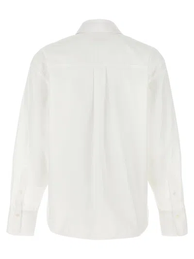 Shop Victoria Beckham Cropped Shirt With Logo Embroidery Shirt, Blouse White