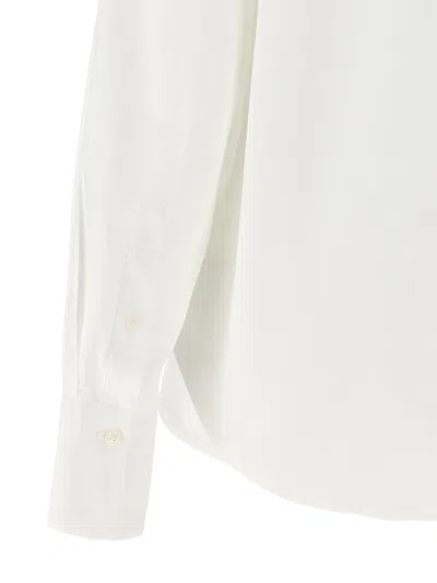 Shop Victoria Beckham Cropped Shirt With Logo Embroidery Shirt, Blouse White