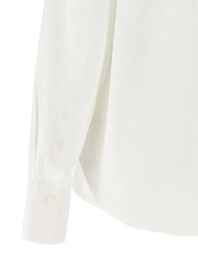 Victoria Beckham Cropped Shirt With Logo Embroidery Shirt And Blouse White