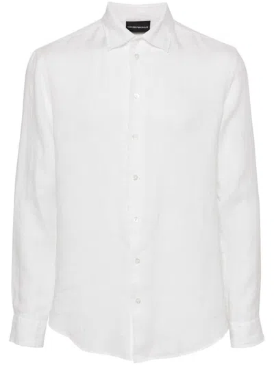 Shop Emporio Armani Linen Shirt In White