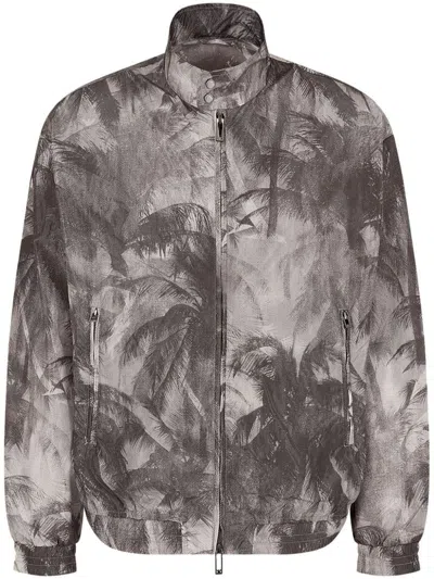 Shop Emporio Armani Nylon Printed Blouson Jacket In Black