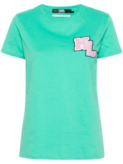 Shop Karl Lagerfeld T-shirts & Tops In Green