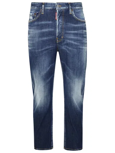 Dsquared2 Blue Cotton Blend Jeans In Blue