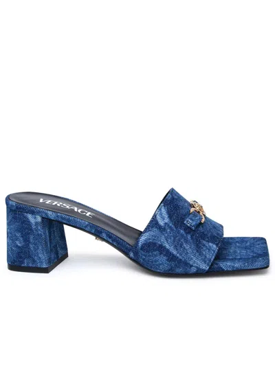 Shop Versace Blue Denim Slippers Woman