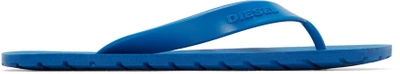 Diesel Logo Detail Rubber Flip Flops, Electric Blue