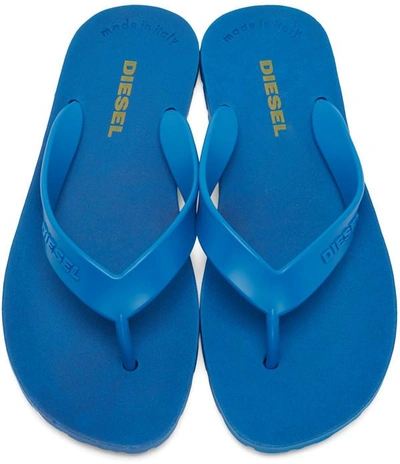 Shop Diesel Blue Rubber Splish Sandals