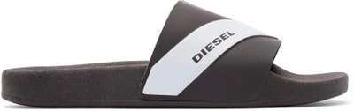 Diesel Black Rubber Maral Sandals In Black/white