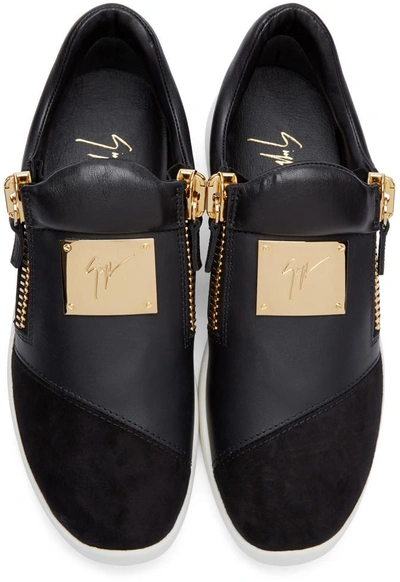 Shop Giuseppe Zanotti Black Leather Singles Sneakers