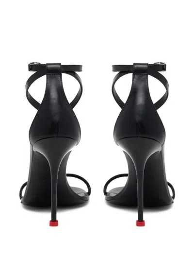 Shop Alexander Mcqueen Leather Heel Sandals In Black