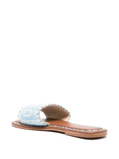 Shop De Siena Shoes Portofino Beads Flat Sandals In Clear Blue