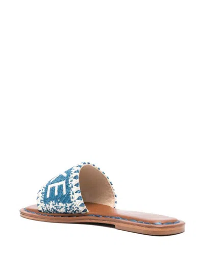 Shop De Siena Shoes Lake Como Beads Flat Sandals In Blue