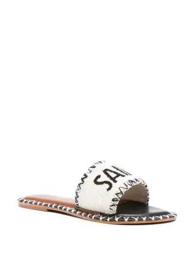 Shop De Siena Shoes Saint Tropez Beads Flat Sandals In Black