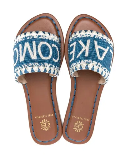 Shop De Siena Shoes Lake Como Beads Flat Sandals In Blue