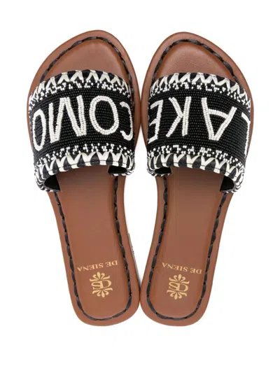 De Siena Shoes Bead-embellished Leather Sandals In Black