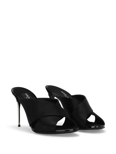 Shop Dolce & Gabbana Satin Mules In Black